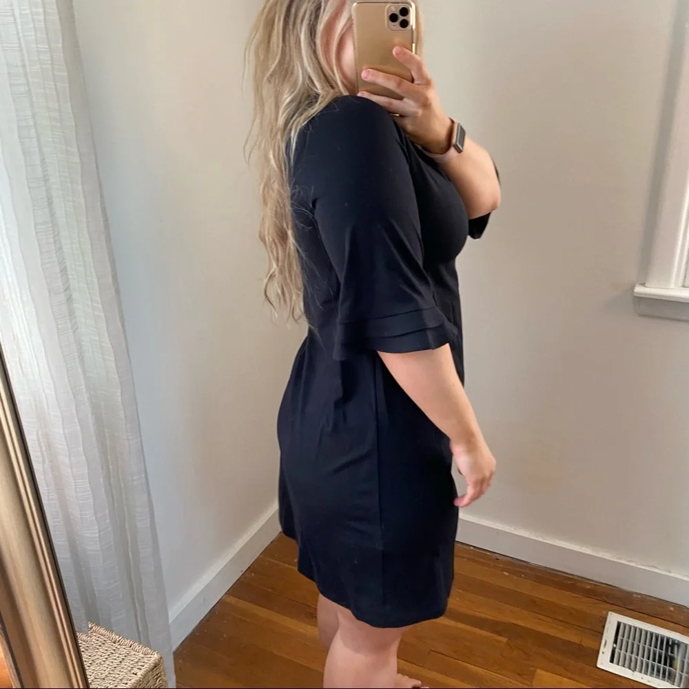 Revolve Susana Mónaco Black Bell Sleeve Knee Length Dress Large_9